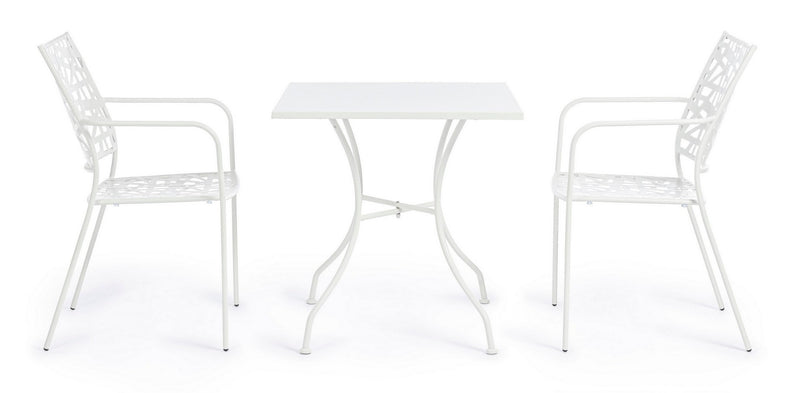 Set 4 scaune de gradina / terasa din metal Kelsie Alb, l54xA55xH89 cm (2)