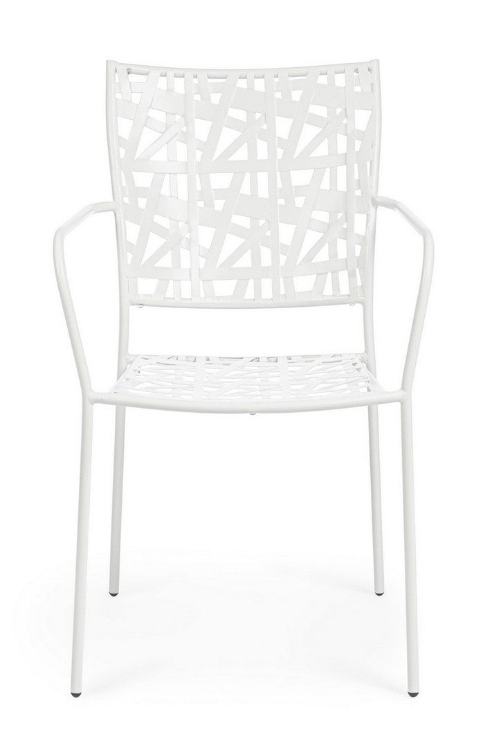 Set 4 scaune de gradina / terasa din metal Kelsie Alb, l54xA55xH89 cm (4)