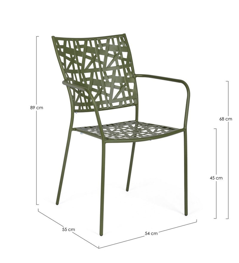 Set 4 scaune de gradina / terasa din metal Kelsie Verde Inchis, l54xA55xH89 cm (9)