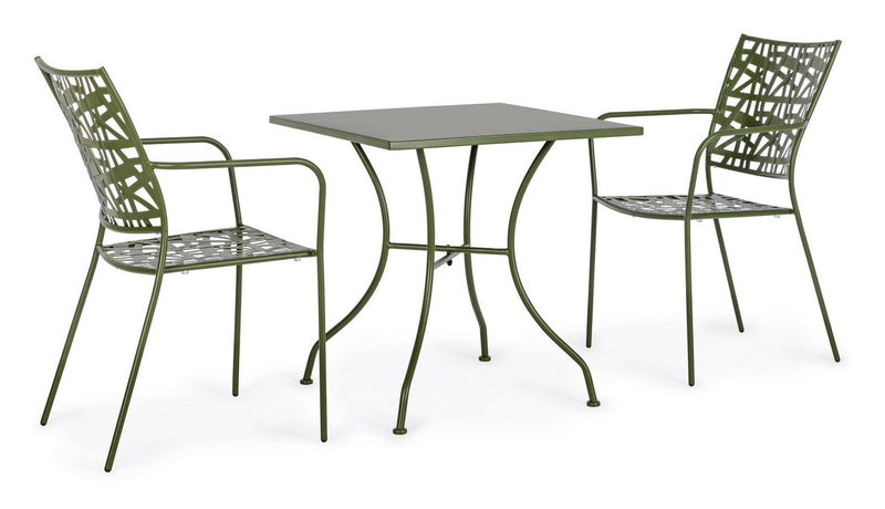 Set 4 scaune de gradina / terasa din metal Kelsie Verde Inchis, l54xA55xH89 cm (1)
