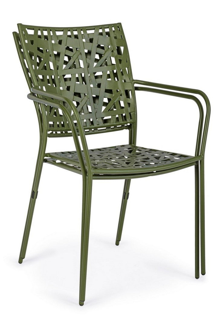 Set 4 scaune de gradina / terasa din metal Kelsie Verde Inchis, l54xA55xH89 cm (8)