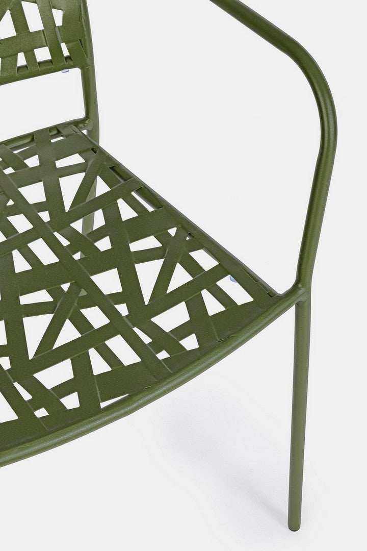 Set 4 scaune de gradina / terasa din metal Kelsie Verde Inchis, l54xA55xH89 cm (7)