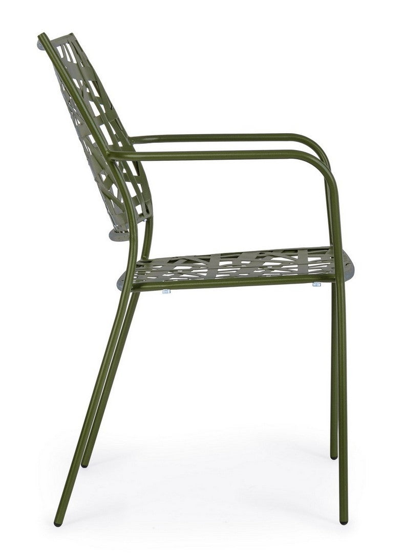 Set 4 scaune de gradina / terasa din metal Kelsie Verde Inchis, l54xA55xH89 cm (5)