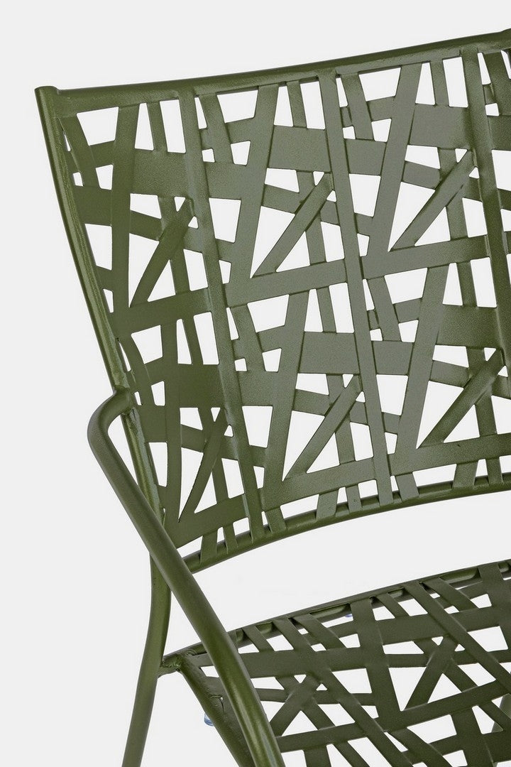 Set 4 scaune de gradina / terasa din metal Kelsie Verde Inchis, l54xA55xH89 cm (6)