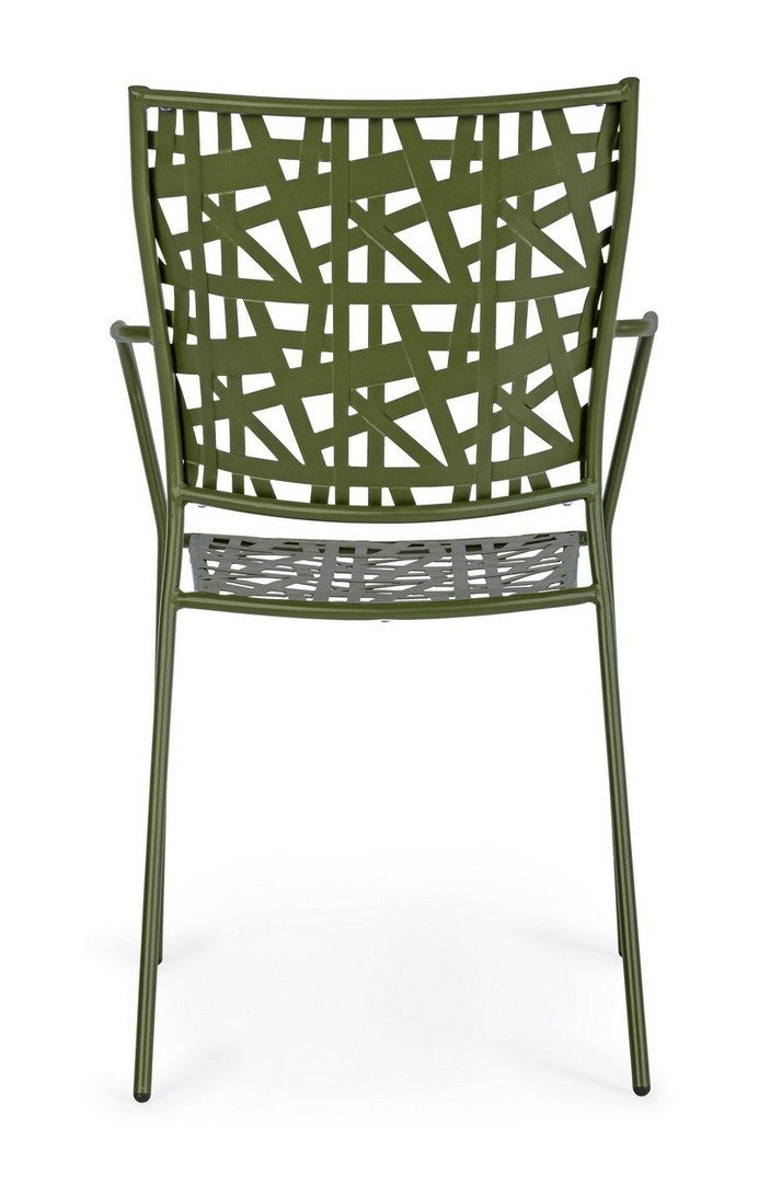 Set 4 scaune de gradina / terasa din metal Kelsie Verde Inchis, l54xA55xH89 cm (4)