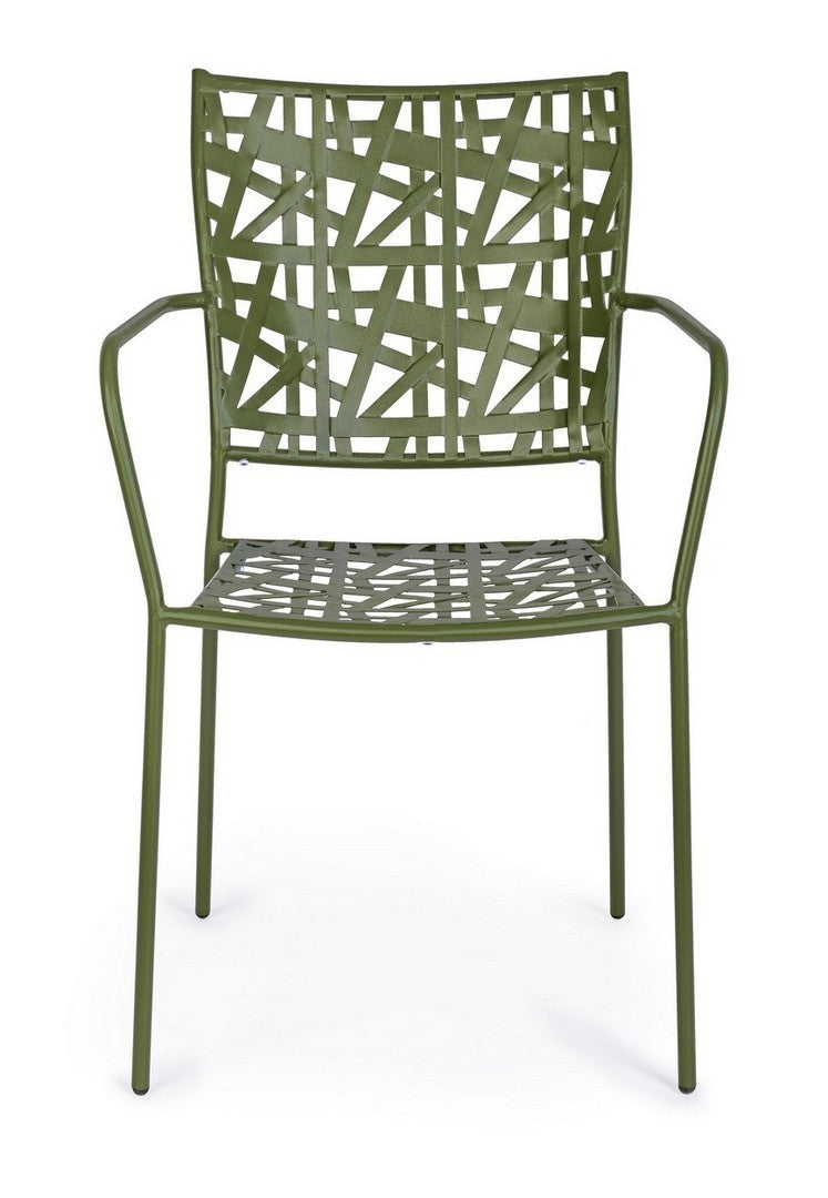 Set 4 scaune de gradina / terasa din metal Kelsie Verde Inchis, l54xA55xH89 cm (3)