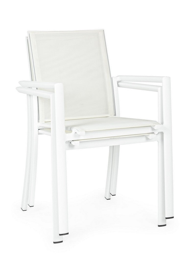 Set 4 scaune de gradina / terasa din metal si material textil, Konnor Alb, l56,2xA60xH88 cm (12)