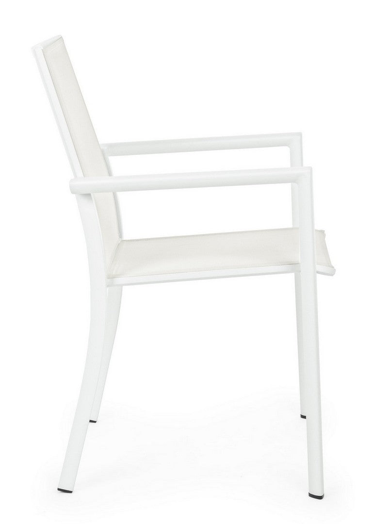 Set 4 scaune de gradina / terasa din metal si material textil, Konnor Alb, l56,2xA60xH88 cm (9)