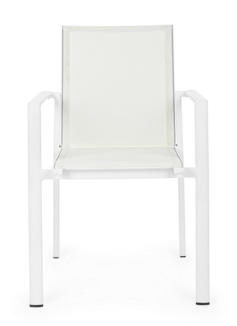 Set 4 scaune de gradina / terasa din metal si material textil, Konnor Alb, l56,2xA60xH88 cm (7)