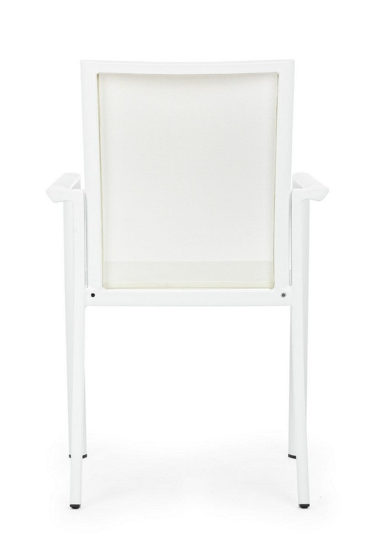Set 4 scaune de gradina / terasa din metal si material textil, Konnor Alb, l56,2xA60xH88 cm (8)