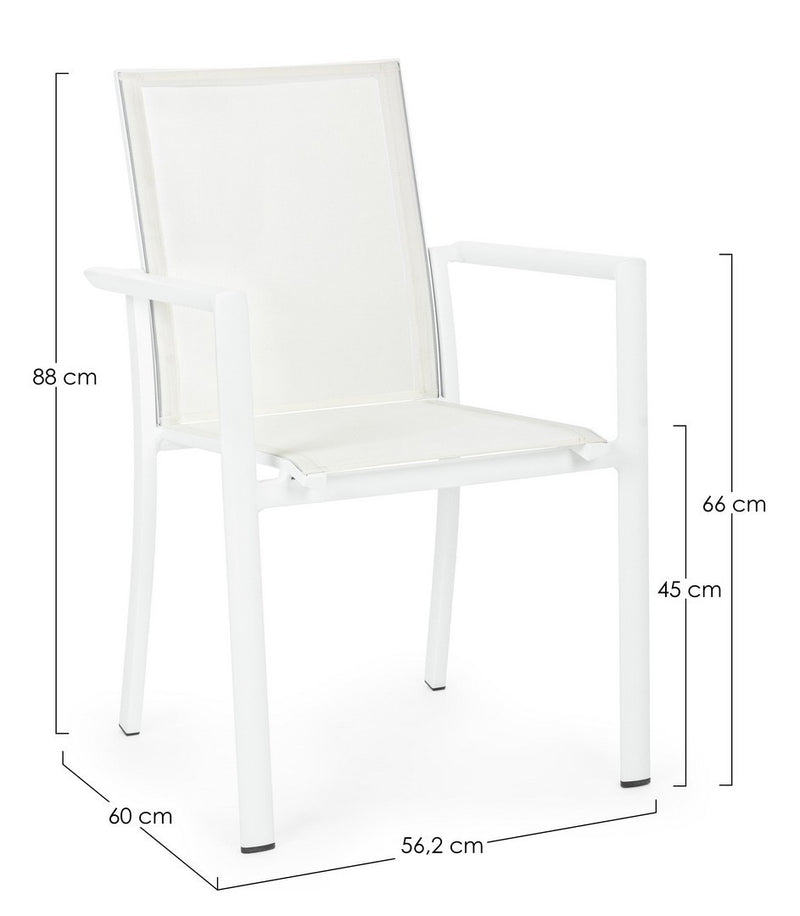 Set 4 scaune de gradina / terasa din metal si material textil, Konnor Alb, l56,2xA60xH88 cm (13)