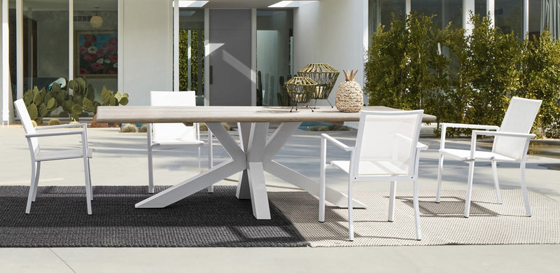 Set 4 scaune de gradina / terasa din metal si material textil, Konnor Alb, l56,2xA60xH88 cm (3)