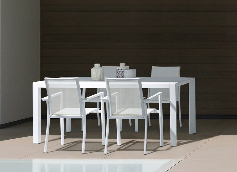 Set 4 scaune de gradina / terasa din metal si material textil, Konnor Alb, l56,2xA60xH88 cm (5)