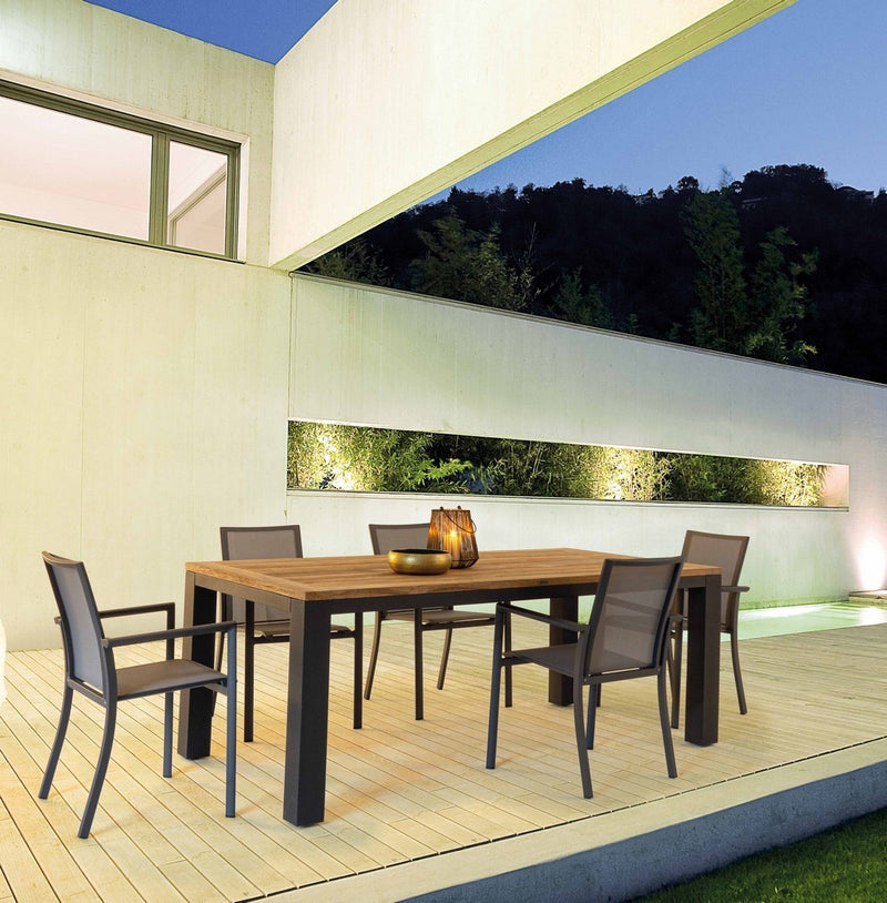 Set 4 scaune de gradina / terasa din metal si material textil, Konnor Gri / Antracit, l56,2xA60xH88 cm (10)