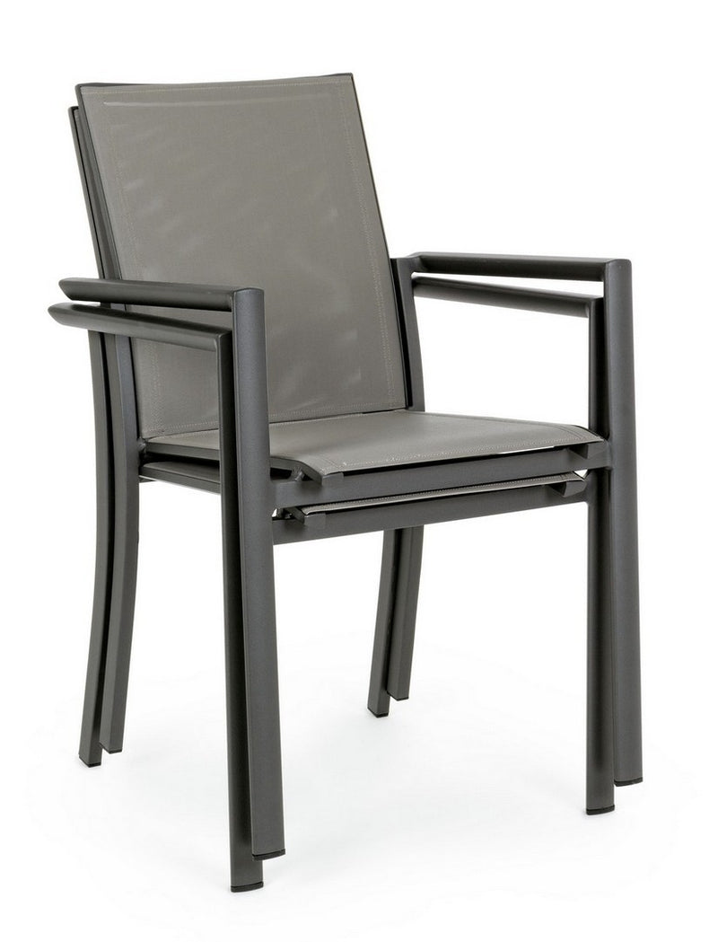 Set 4 scaune de gradina / terasa din metal si material textil, Konnor Gri / Antracit, l56,2xA60xH88 cm (16)