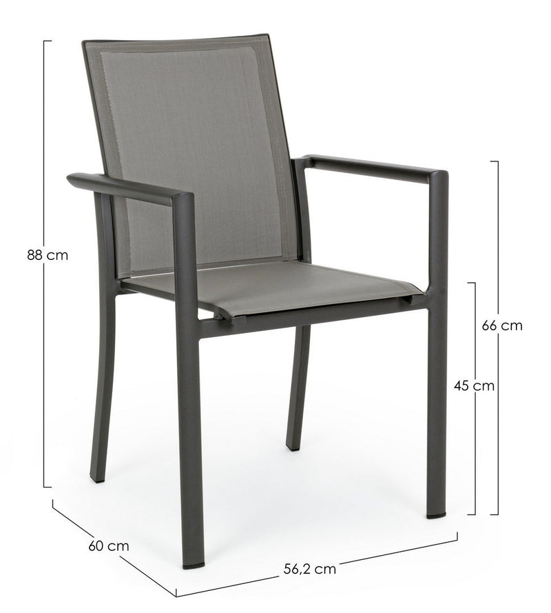 Set 4 scaune de gradina / terasa din metal si material textil, Konnor Gri / Antracit, l56,2xA60xH88 cm (17)