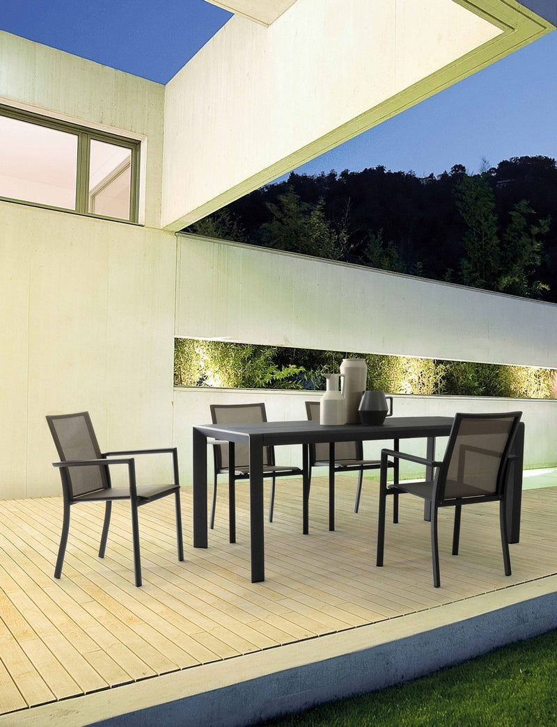 Set 4 scaune de gradina / terasa din metal si material textil, Konnor Gri / Antracit, l56,2xA60xH88 cm (1)