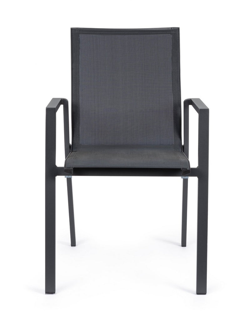 Set 4 scaune de gradina / terasa din metal si material textil, Krion Antracit, l56xA61,5xH88 cm (2)
