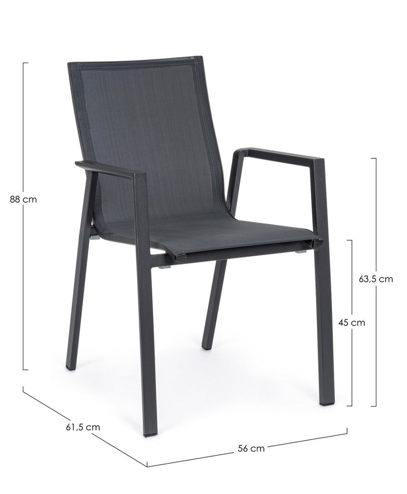 Set 4 scaune de gradina / terasa din metal si material textil, Krion Antracit, l56xA61,5xH88 cm (9)