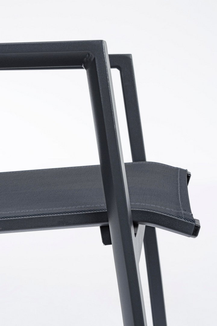 Set 4 scaune de gradina / terasa din metal si material textil, Krion Antracit, l56xA61,5xH88 cm (7)