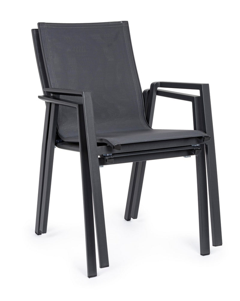 Set 4 scaune de gradina / terasa din metal si material textil, Krion Antracit, l56xA61,5xH88 cm (8)