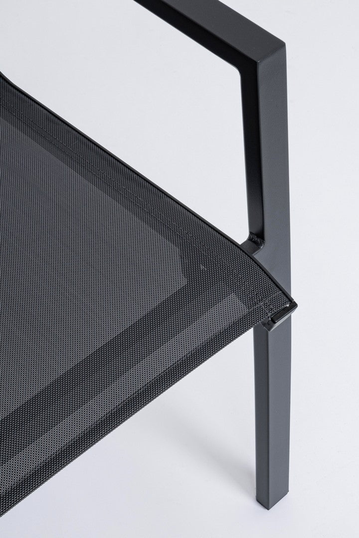 Set 4 scaune de gradina / terasa din metal si material textil, Krion Antracit, l56xA61,5xH88 cm (6)