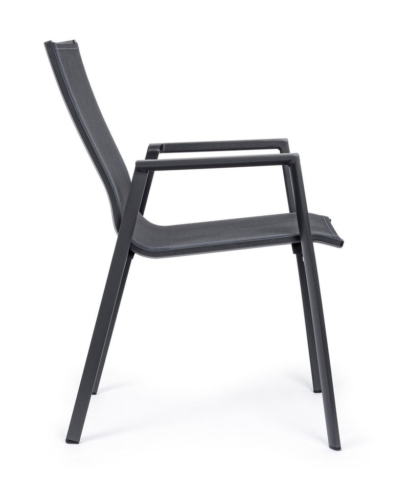Set 4 scaune de gradina / terasa din metal si material textil, Krion Antracit, l56xA61,5xH88 cm (4)
