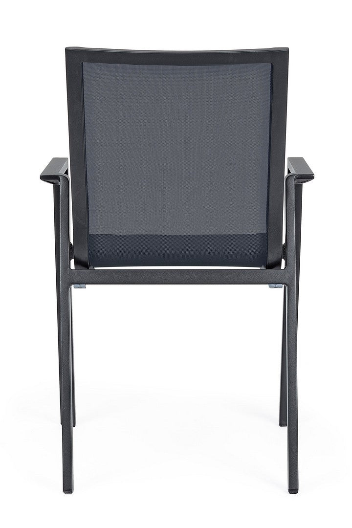 Set 4 scaune de gradina / terasa din metal si material textil, Krion Antracit, l56xA61,5xH88 cm (3)