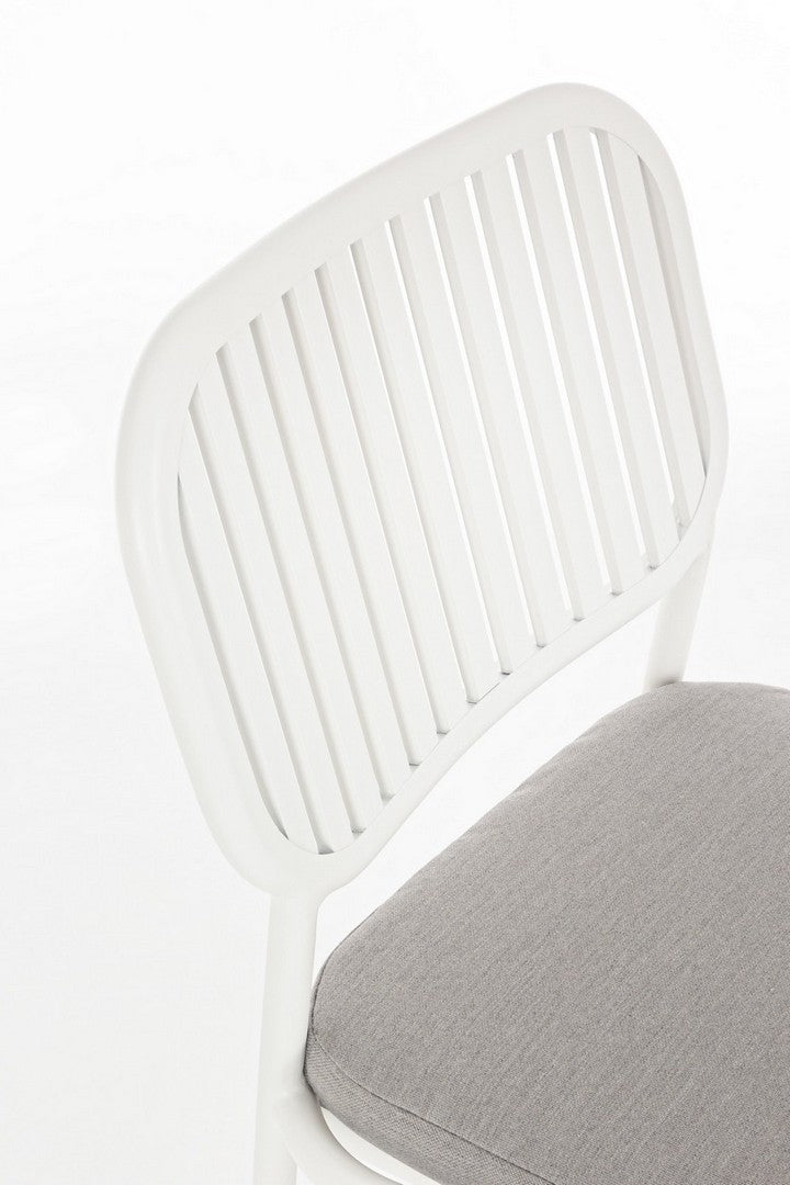 Set 4 scaune de gradina / terasa din metal si material textil Rodrigo Alb / Gri, l49xA59xH86 cm (5)
