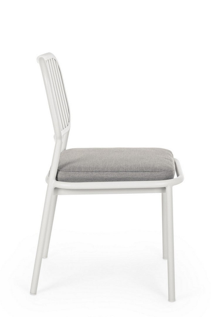 Set 4 scaune de gradina / terasa din metal si material textil Rodrigo Alb / Gri, l49xA59xH86 cm (3)
