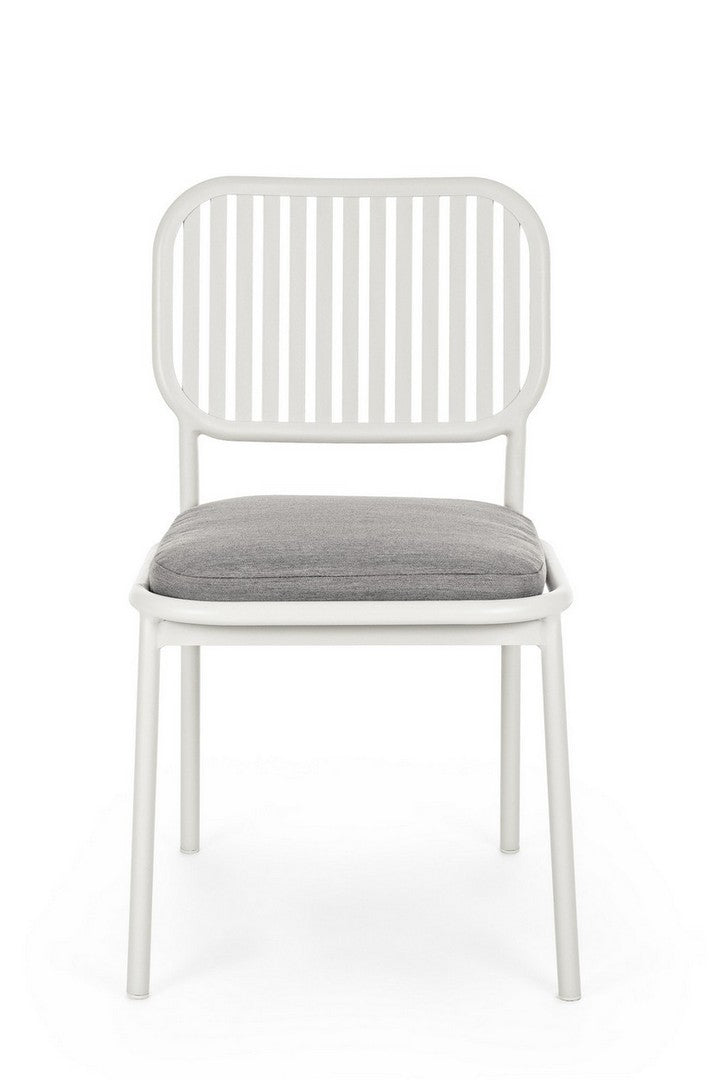 Set 4 scaune de gradina / terasa din metal si material textil Rodrigo Alb / Gri, l49xA59xH86 cm (2)