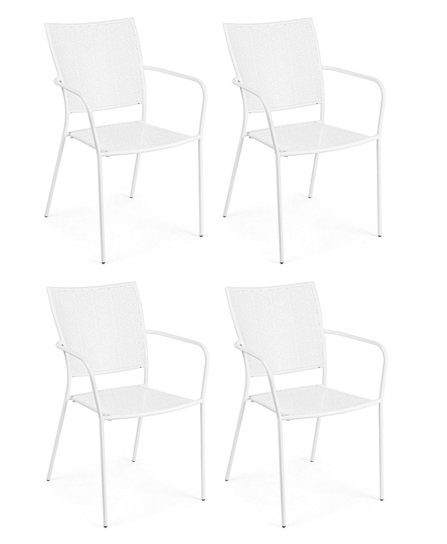 Set 4 scaune de gradina / terasa din metal Wendy Alb, l55xA55xH88 cm