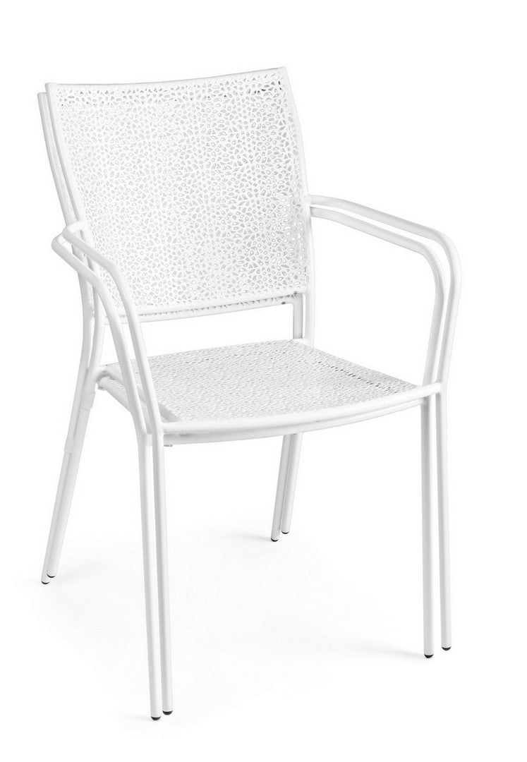Set 4 scaune de gradina / terasa din metal Wendy Alb, l55xA55xH88 cm (5)