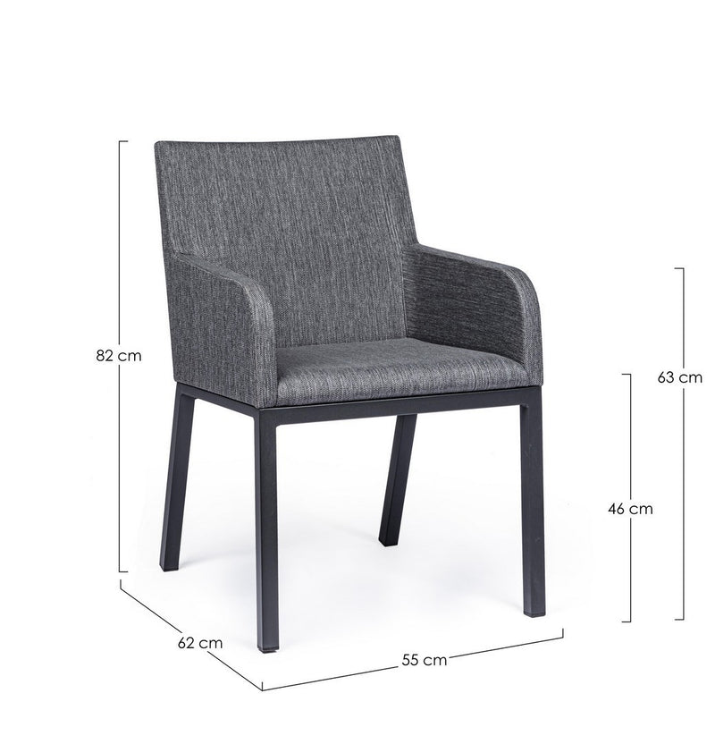 Set 4 scaune de terasa din metal, tapitate cu stofa, Owen Gri / Negru, l55xA62xH82 cm (7)
