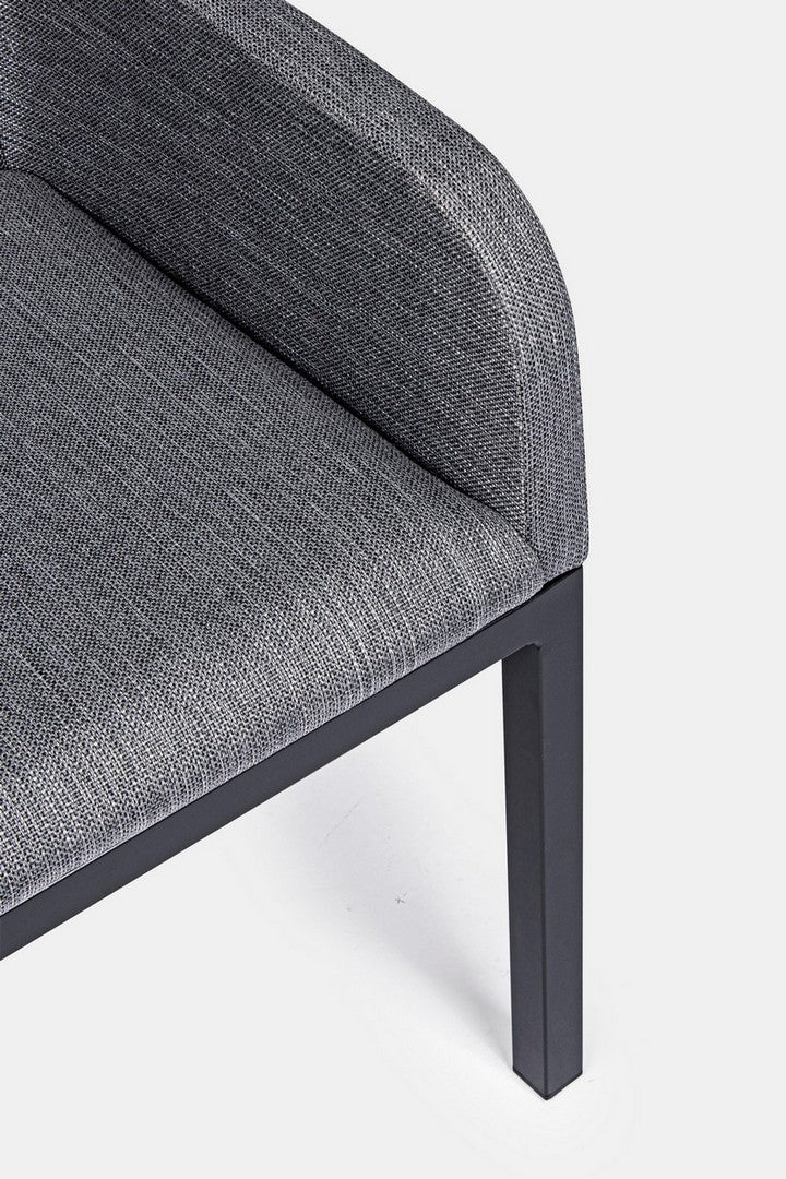 Set 4 scaune de terasa din metal, tapitate cu stofa, Owen Gri / Negru, l55xA62xH82 cm (6)