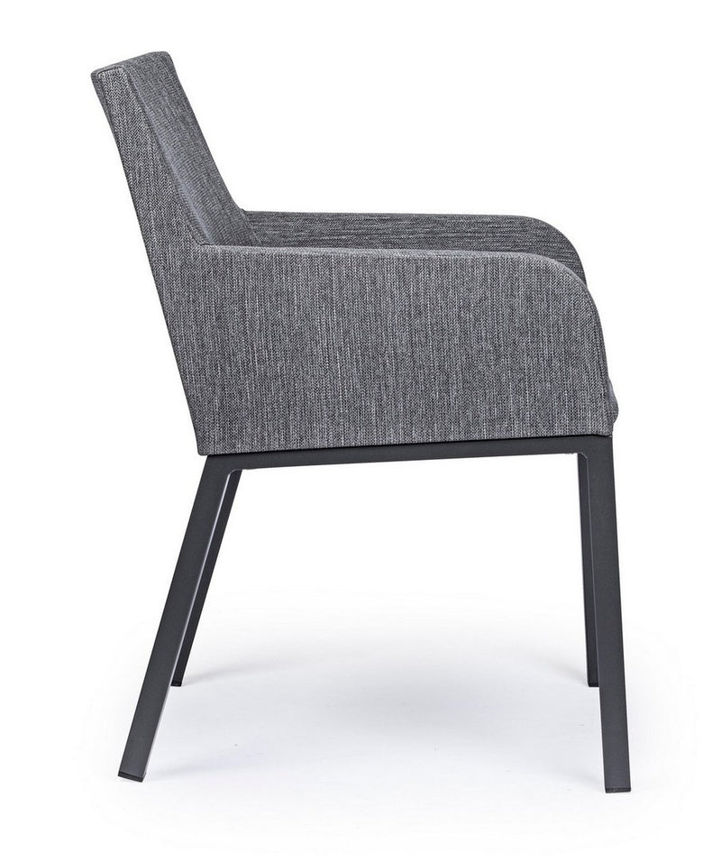 Set 4 scaune de terasa din metal, tapitate cu stofa, Owen Gri / Negru, l55xA62xH82 cm (4)
