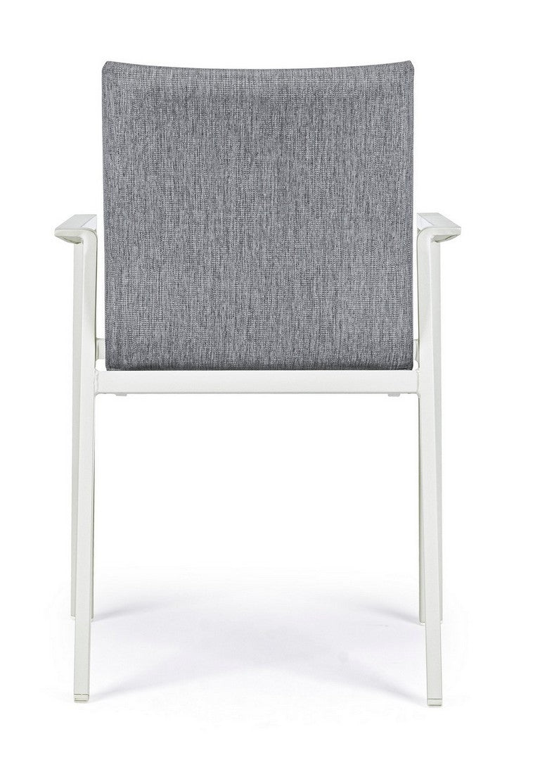 Set 4 scaune de terasa din metal, tapitate cu stofa, Odeon Gri / Alb, l55,5xA60xH83 cm (4)