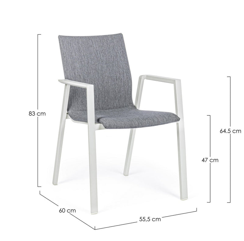 Set 4 scaune de terasa din metal, tapitate cu stofa, Odeon Gri / Alb, l55,5xA60xH83 cm (9)