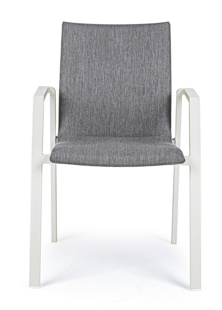 Set 4 scaune de terasa din metal, tapitate cu stofa, Odeon Gri / Alb, l55,5xA60xH83 cm (3)