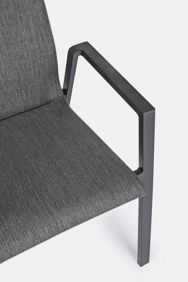 Set 4 scaune de terasa din metal, tapitate cu stofa, Odeon Gri Inchis / Negru, l55,5xA60xH83 cm (6)