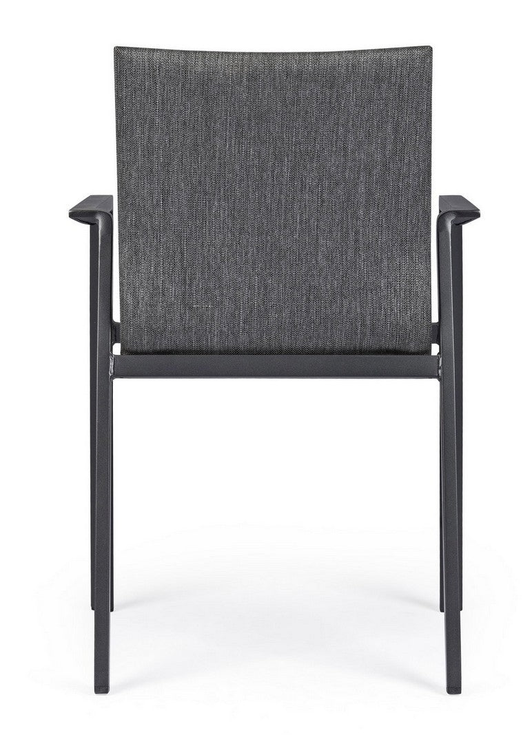 Set 4 scaune de terasa din metal, tapitate cu stofa, Odeon Gri Inchis / Negru, l55,5xA60xH83 cm (3)