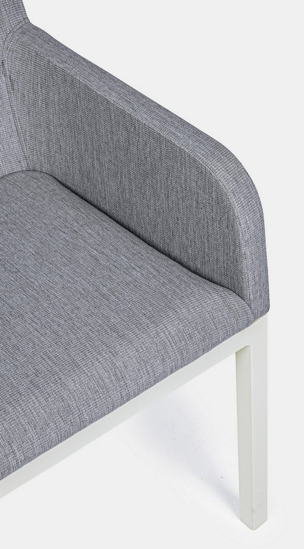 Set 4 scaune de terasa din metal, tapitate cu stofa, Owen Gri / Alb, l55xA62xH82 cm (7)