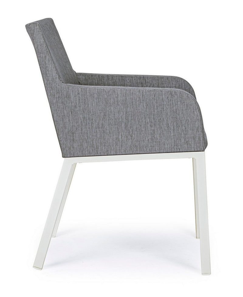 Set 4 scaune de terasa din metal, tapitate cu stofa, Owen Gri / Alb, l55xA62xH82 cm (5)