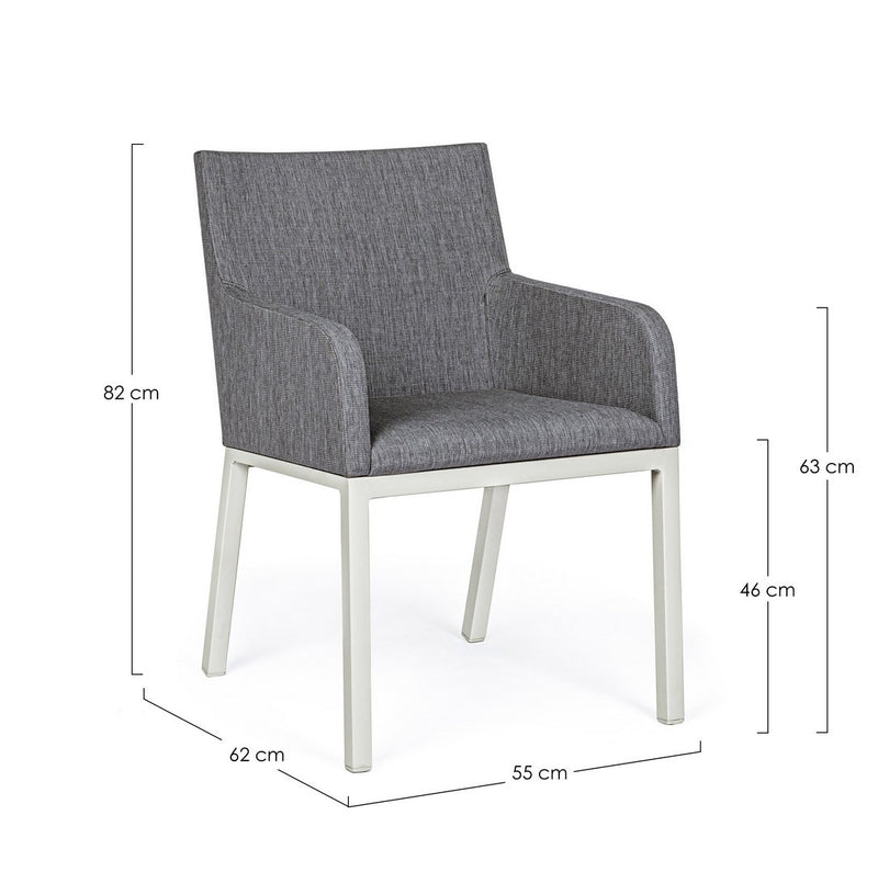 Set 4 scaune de terasa din metal, tapitate cu stofa, Owen Gri / Alb, l55xA62xH82 cm (8)