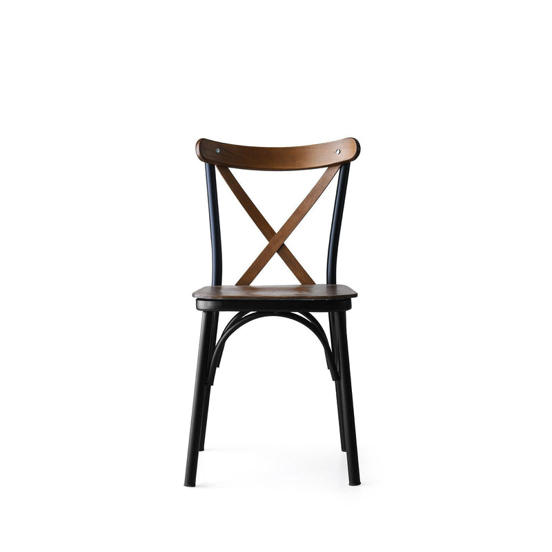Set 4 scaune din metal si lemn, Ekol New 251 Nuc / Negru, l42xA41xH84 cm (4)