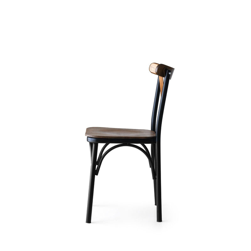 Set 4 scaune din metal si lemn, Ekol New 251 Nuc / Negru, l42xA41xH84 cm (6)