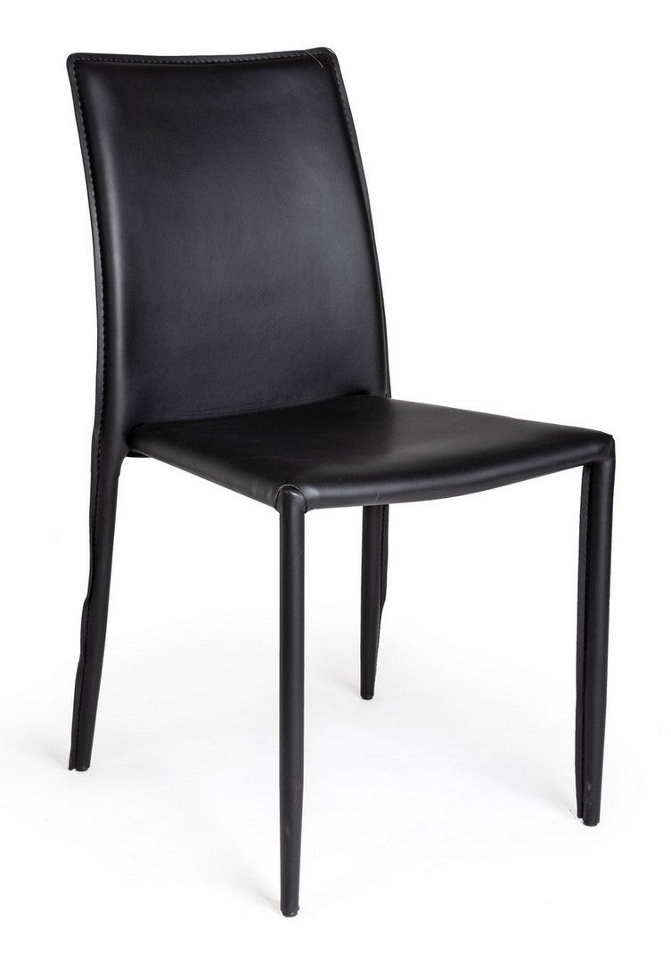 Set 4 scaune din metal, tapitate cu piele ecologica Alison Negru, l50xA42,5xH90 cm (2)