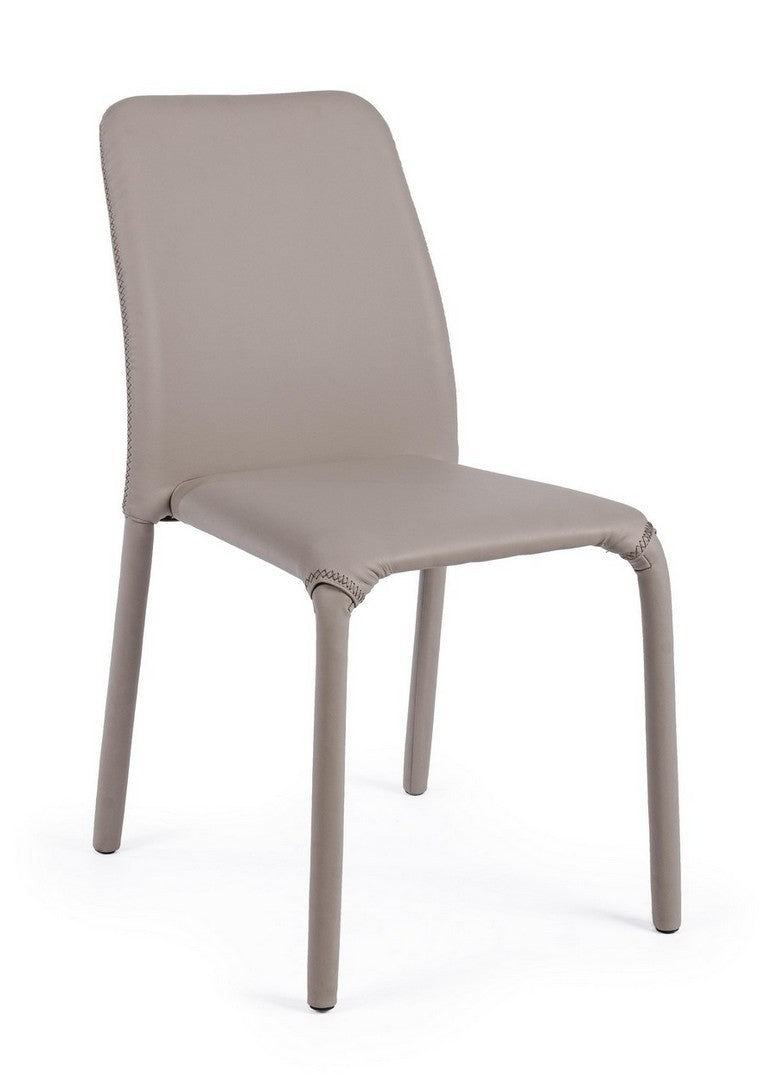 Set 4 scaune din metal, tapitate cu piele ecologica Pathos Grej, l42xA61xH85,5 cm (1)