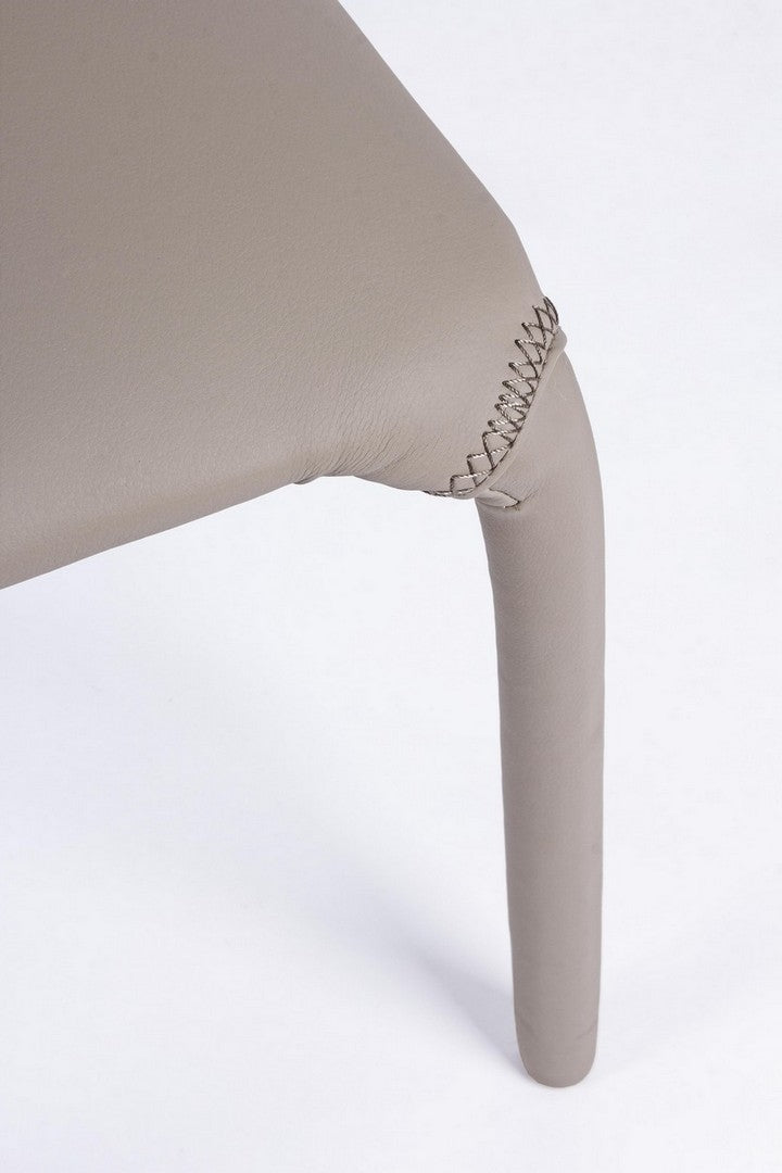 Set 4 scaune din metal, tapitate cu piele ecologica Pathos Grej, l42xA61xH85,5 cm (6)