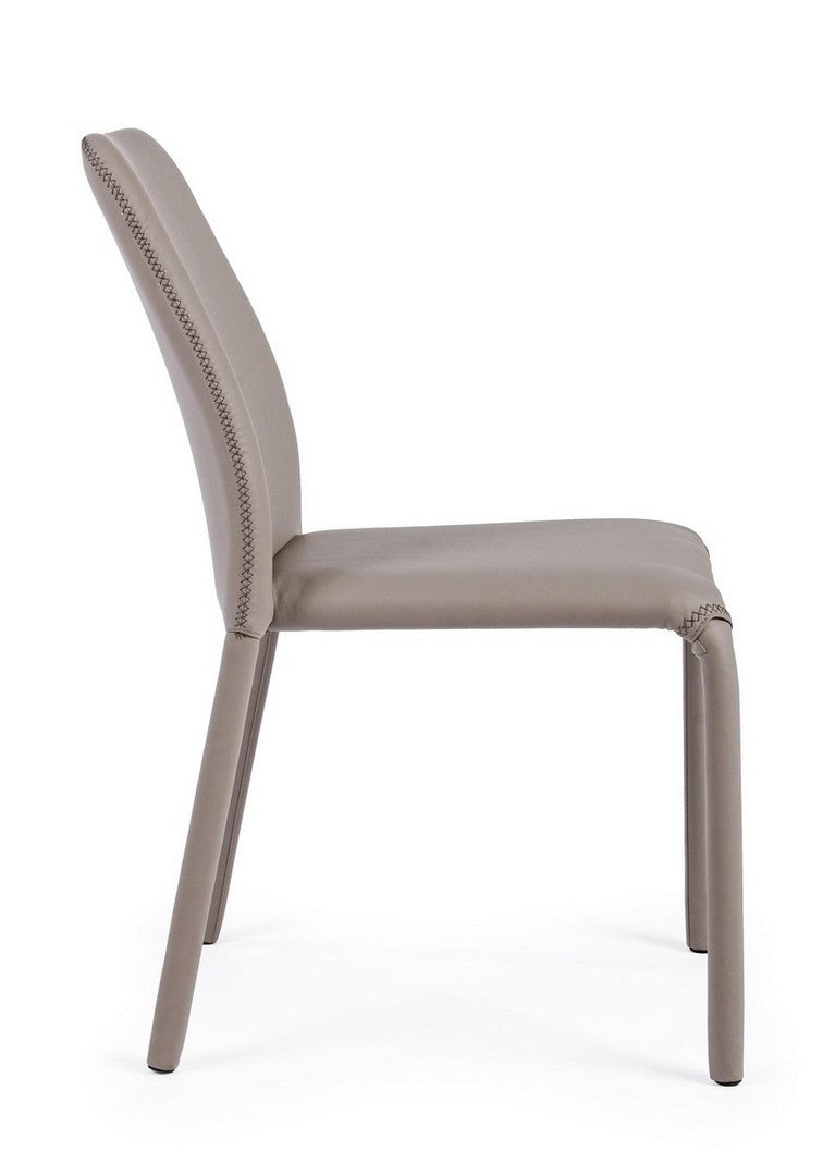Set 4 scaune din metal, tapitate cu piele ecologica Pathos Grej, l42xA61xH85,5 cm (4)